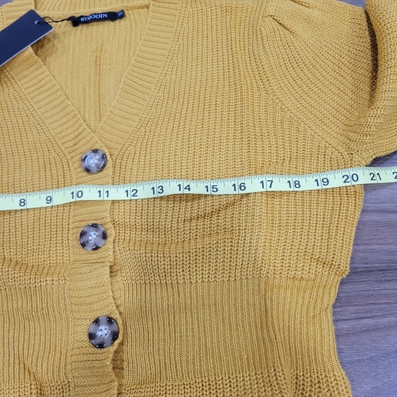 KOJOOIN Women's Button Down Ribbed Knit Slim Long Sleeve V Neck Sweater Dress M - Picture 8 of 12